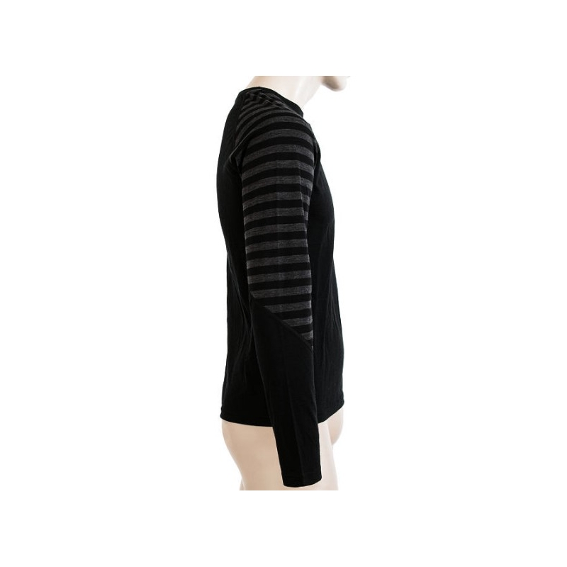 Męska koszulka funkcyjna Sensor Merino Active czarno-szara - długi rękaw wyprzedaż