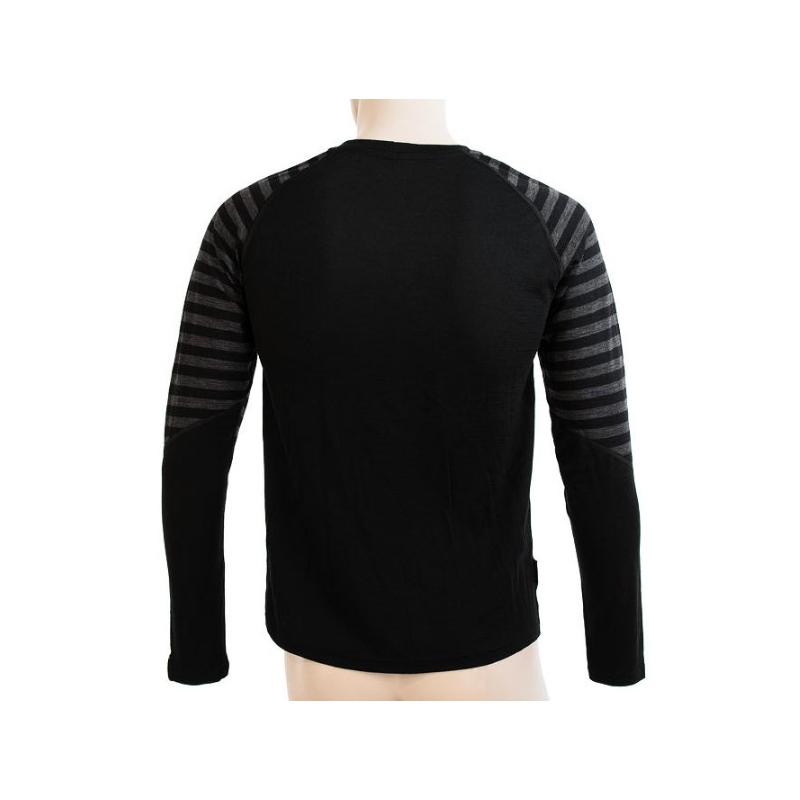 Męska koszulka funkcyjna Sensor Merino Active czarno-szara - długi rękaw wyprzedaż