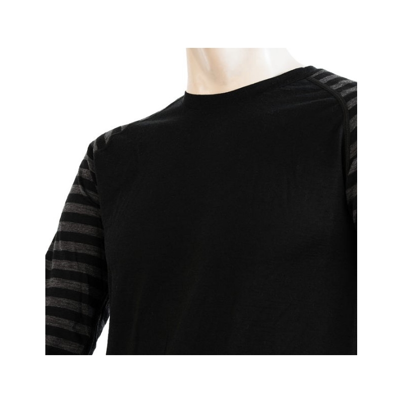 Męska koszulka funkcyjna Sensor Merino Active czarno-szara - długi rękaw wyprzedaż