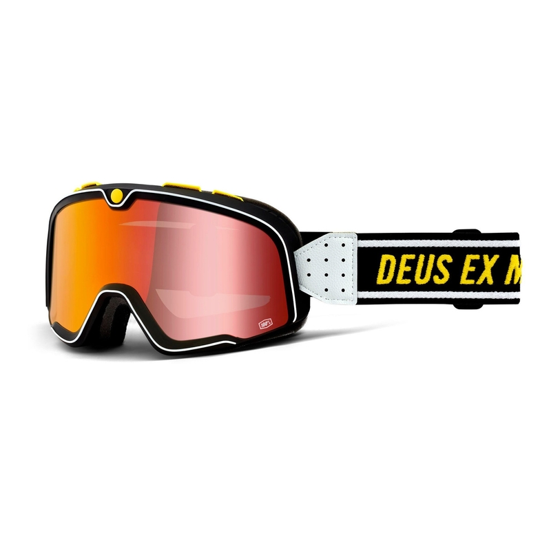 100% BARSTOW Deus czarno-białe gogle (czerwona lustrzana plexi)
