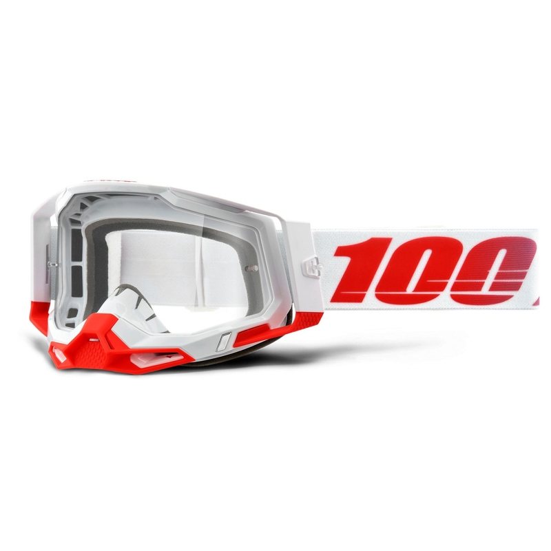 Gogle motocrossowe 100% RACECRAFT 2 white-red (clear plexi)