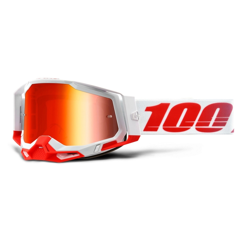 Gogle motocrossowe 100% RACECRAFT 2 white-red (red mirrored plexi)