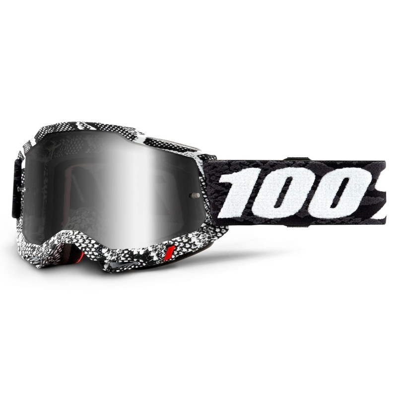 Gogle motocrossowe 100% ACCURI 2 czarno-białe (srebrna lustrzana plexi)