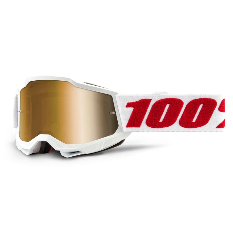 Dziecięce gogle motocrossowe 100% ACCURI 2 white (gold plexi)