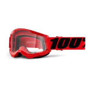 Dziecięce gogle motocrossowe 100% Strata 2 red (clear plexi)