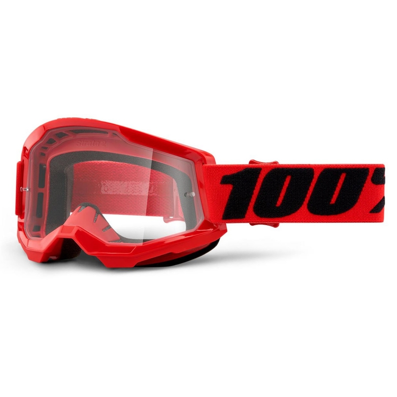 Gogle motocrossowe 100% STRATA 2 red (clear plexi)