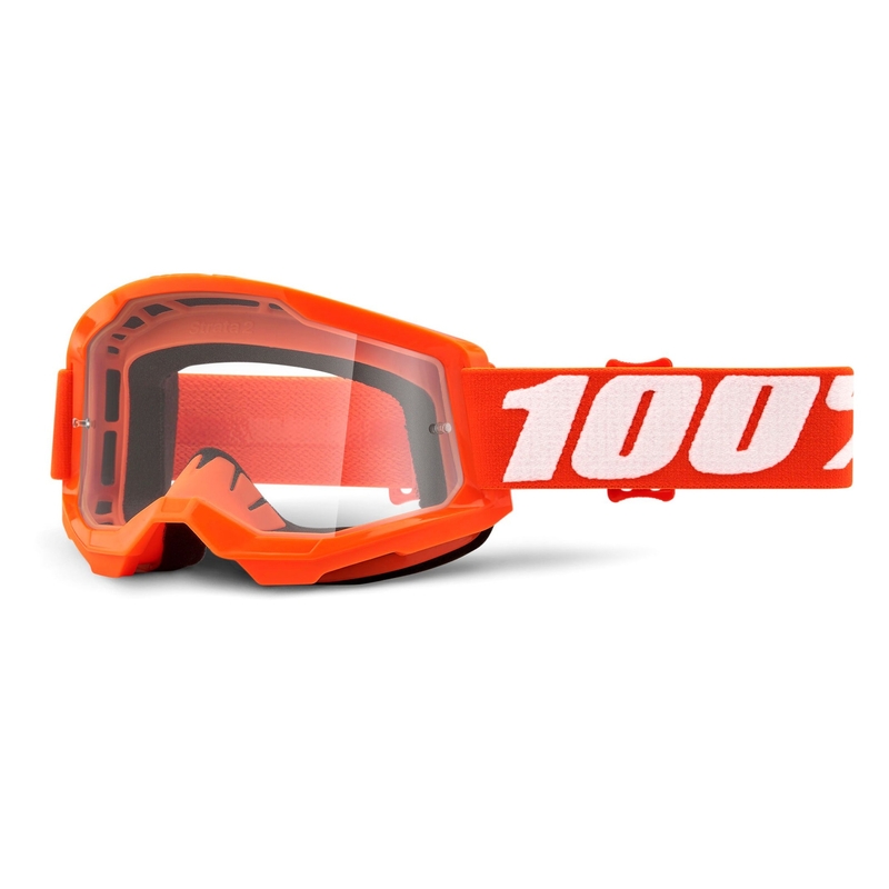 Gogle motocrossowe 100% STRATA 2 Orange pomarańczowe (przezroczysta plexi)