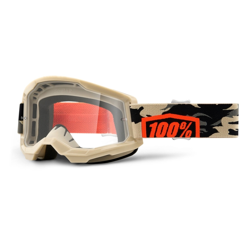 Gogle motocrossowe 100% STRATA 2 Kombat beżowe (clear plexi)