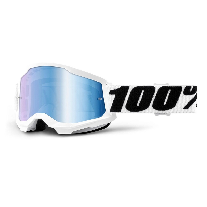Gogle motocrossowe 100% STRATA 2 white (blue mirrored plexi)