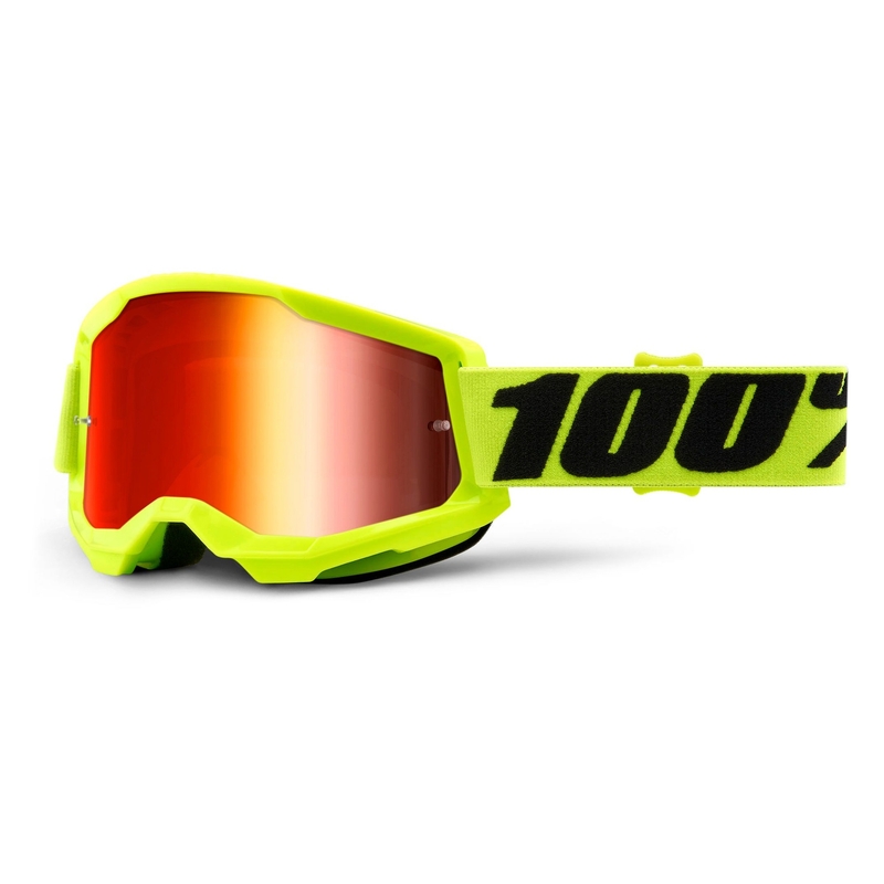 Gogle motocrossowe 100% STRATA 2 fluo yellow (red mirrored plexi)