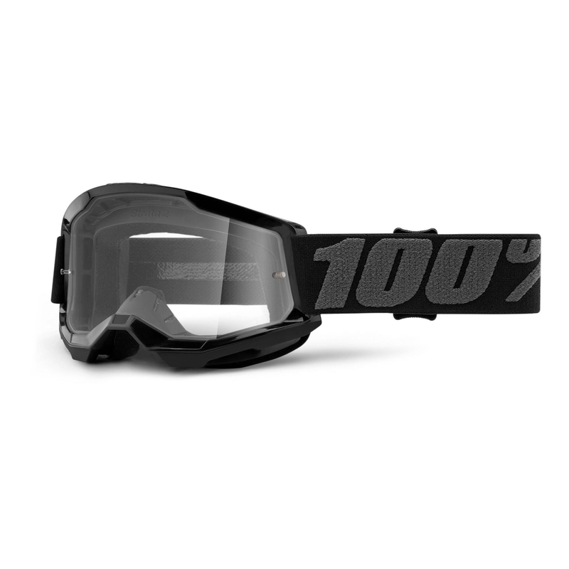 Dziecięce gogle motocrossowe 100% STRATA 2 czarne (clear plexi)