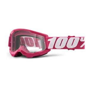 Dziecięce gogle motocrossowe 100% STRATA 2 różowe (clear plexi)