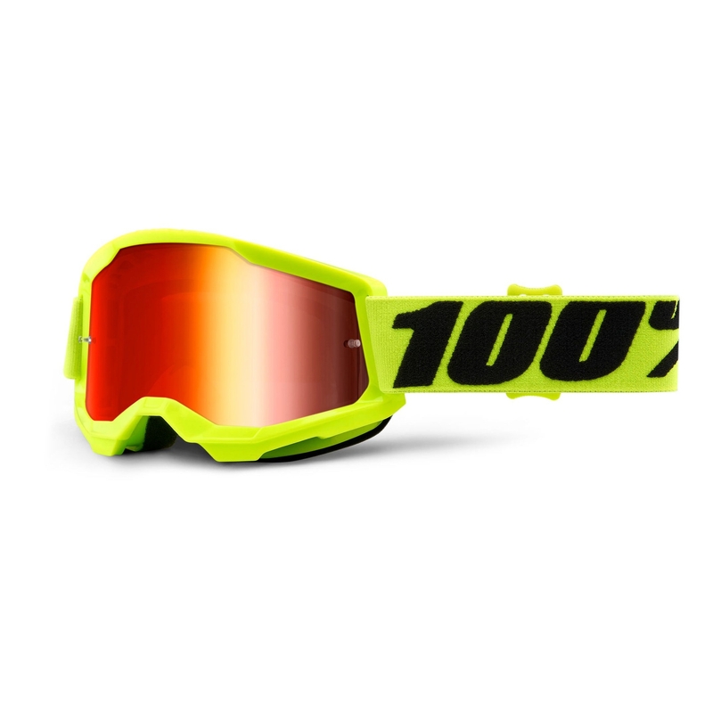 Gogle motocrossowe dla dzieci 100% STRATA 2 fluo yellow (red mirrored plexi)