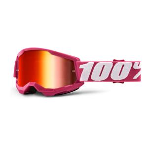 Dziecięce gogle motocrossowe 100% STRATA 2 pink (red mirrored plexi)