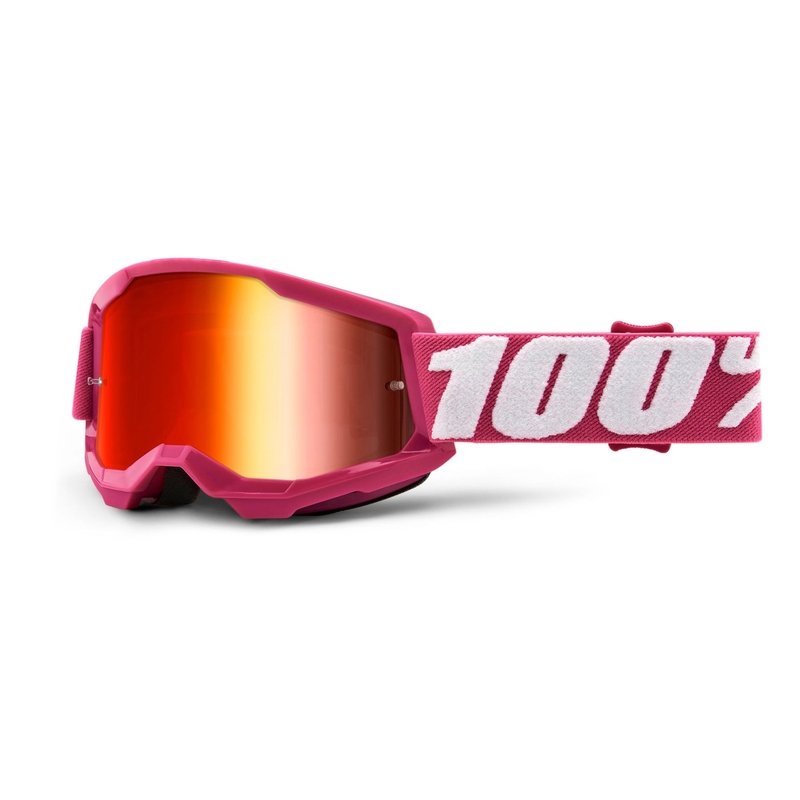 Dziecięce gogle motocrossowe 100% STRATA 2 pink (red mirrored plexi)