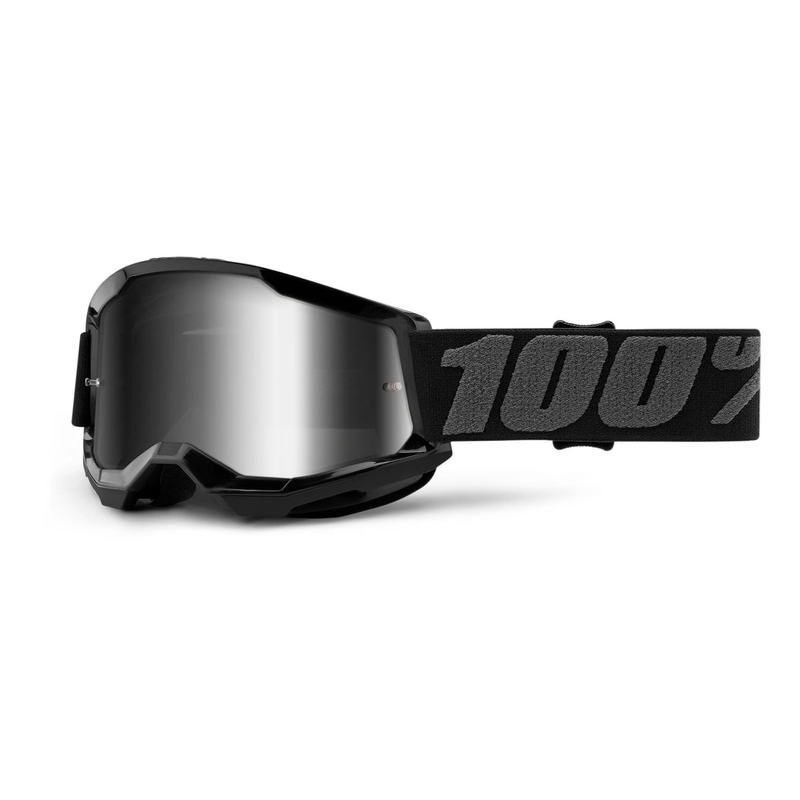 Dziecięce gogle motocrossowe 100% STRATA 2 black (silver mirrored plexi)
