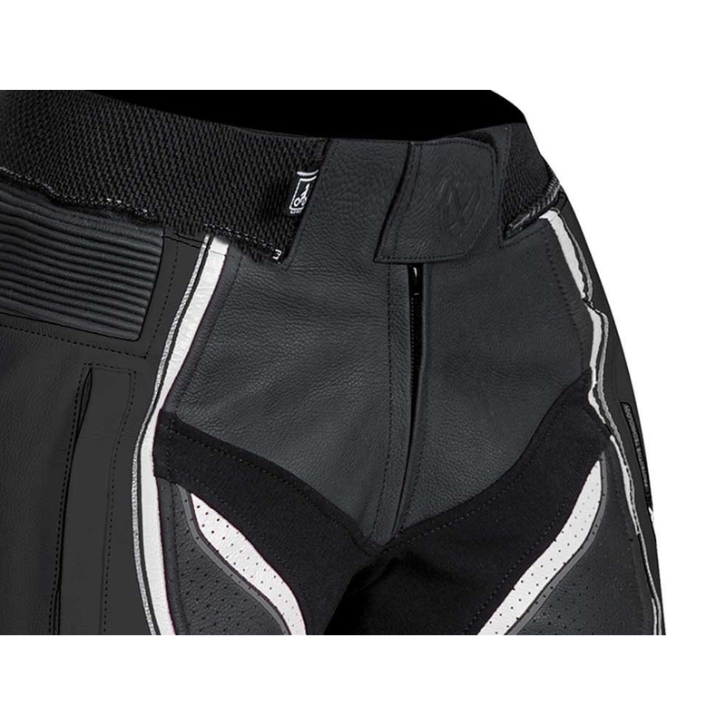 IXON Vortex Lady Damskie czarne, białe i różowe spodnie motocyklowe Outlet wyprzedaż