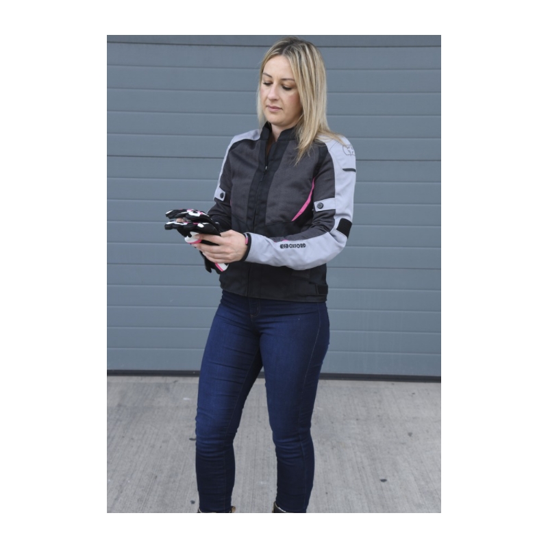 Damska kurtka motocyklowa Oxford Iota 1.0 Air Black-Grey-Pink
