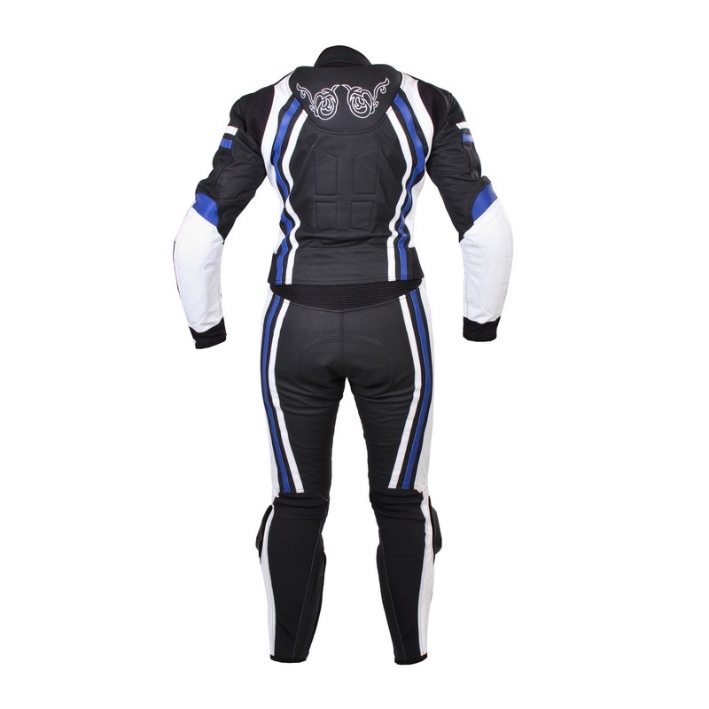 Damski skórzany kombinezon motocyklowy Tschul 554 czarno-niebiesko-biała wyprzedaż