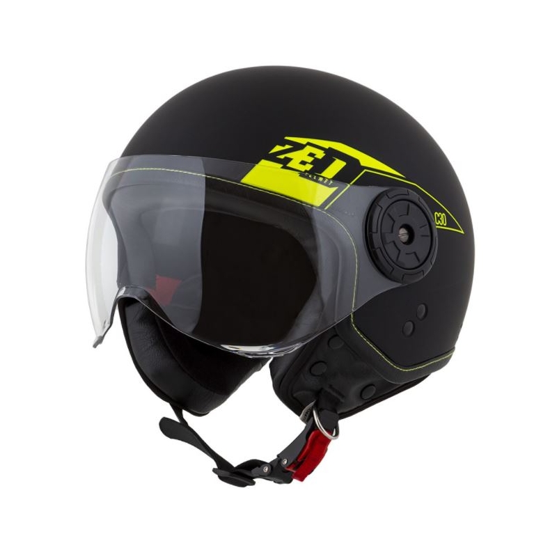 Kask motocyklowy otwarty ZED C30 czarny-fluo żółty matowy