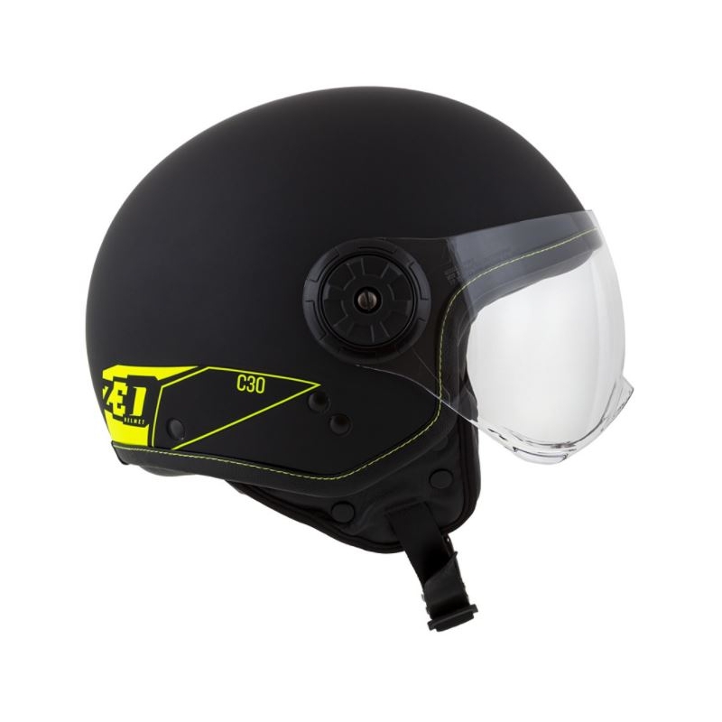 Kask motocyklowy otwarty ZED C30 czarny-fluo żółty matowy