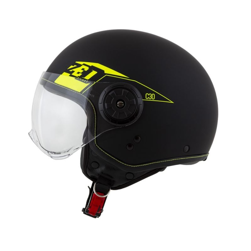 Kask motocyklowy otwarty ZED C30 czarny-fluo żółty matowy