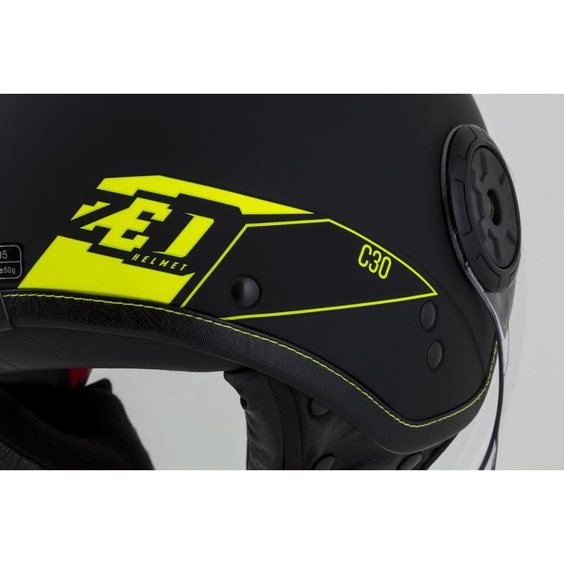 Kask motocyklowy otwarty ZED C30 czarny-fluo żółty matowy
