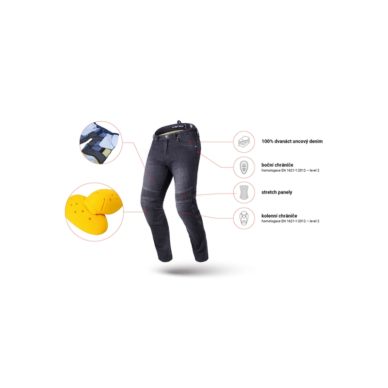Jeansy motocyklowe Street Racer Spike II CE czarne skrócone