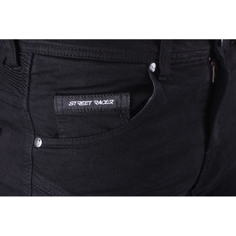 Jeansy motocyklowe Street Racer Stretch II CE czarne skrócone