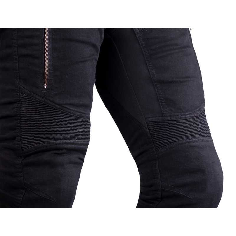 Jeansy motocyklowe Street Racer Stretch II CE czarne skrócone