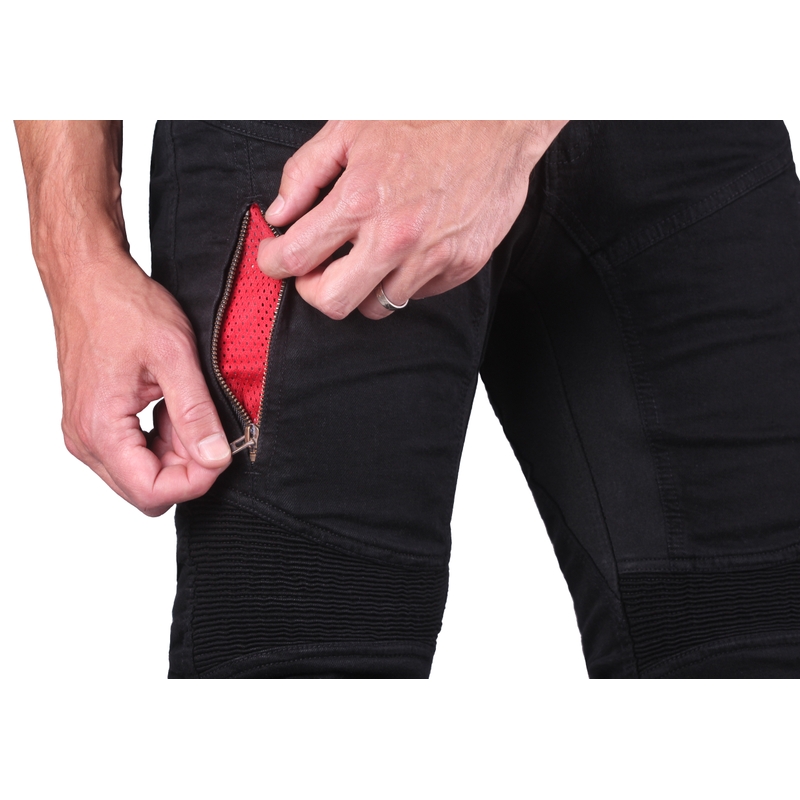 Jeansy motocyklowe Street Racer Stretch II CE czarne skrócone