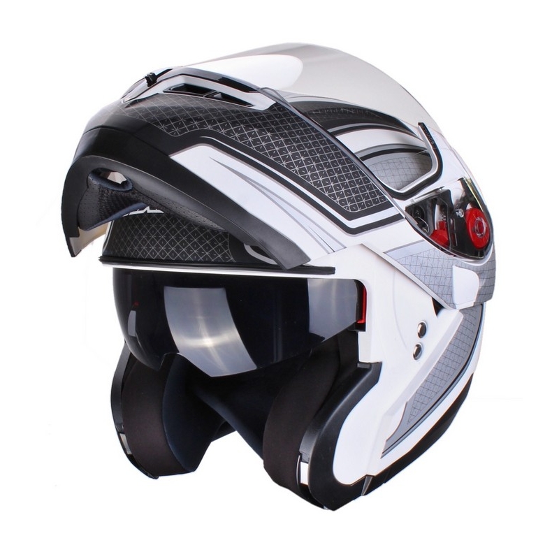 Szczękowy kask motocyklowy Axxis Optimus czarno-srebrno-biały wyprzedaż