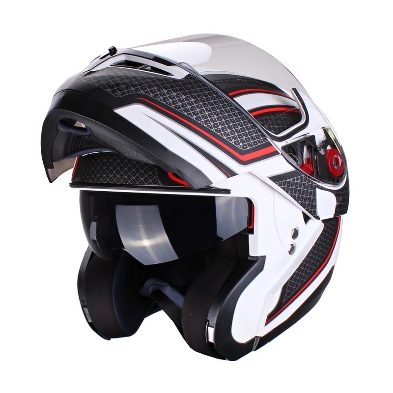 Szczękowy kask motocyklowy Axxis Optimus czarno-czerwono-biały wyprzedaż