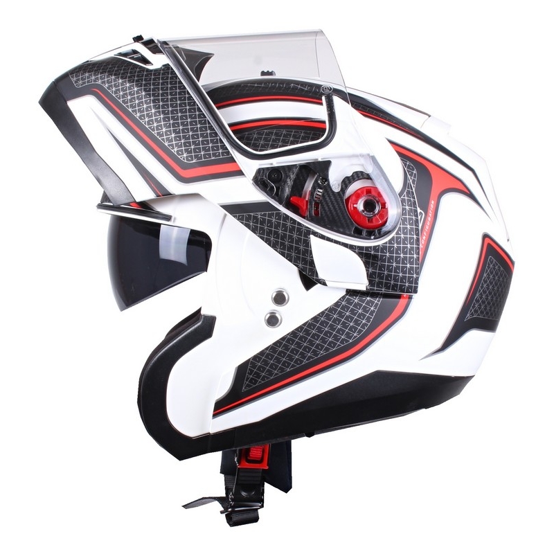 Szczękowy kask motocyklowy Axxis Optimus czarno-czerwono-biały wyprzedaż