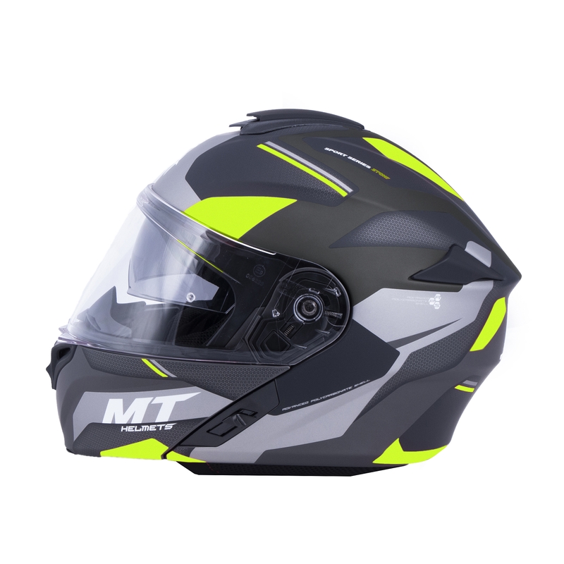Kask motocyklowy MT Storm ST-ONE black-grey-fluo yellow tip-up. wyprzedaż