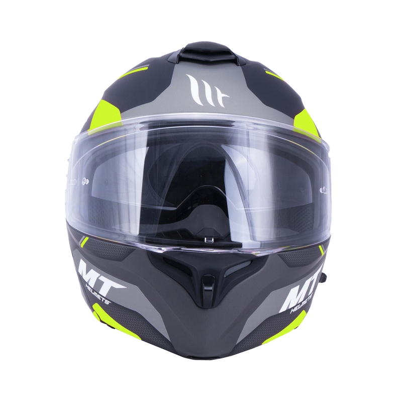 Kask motocyklowy MT Storm ST-ONE black-grey-fluo yellow tip-up. wyprzedaż