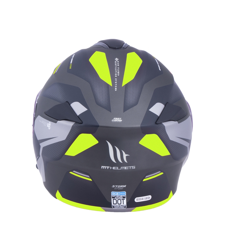 Kask motocyklowy MT Storm ST-ONE black-grey-fluo yellow tip-up. wyprzedaż