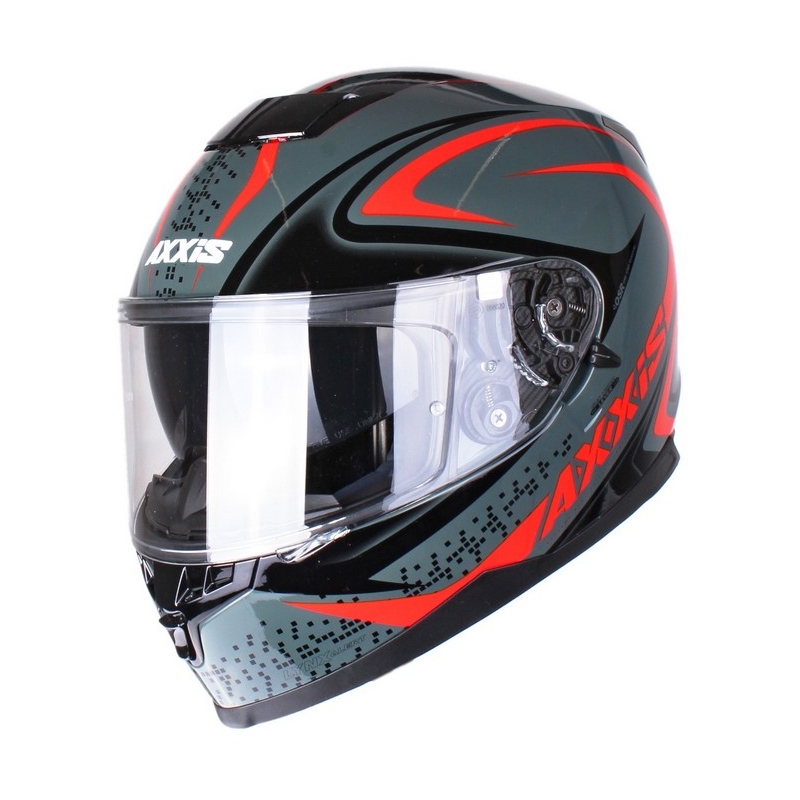 Kask motocyklowy Axxis Alert szaro-czerwony wyprzedaż