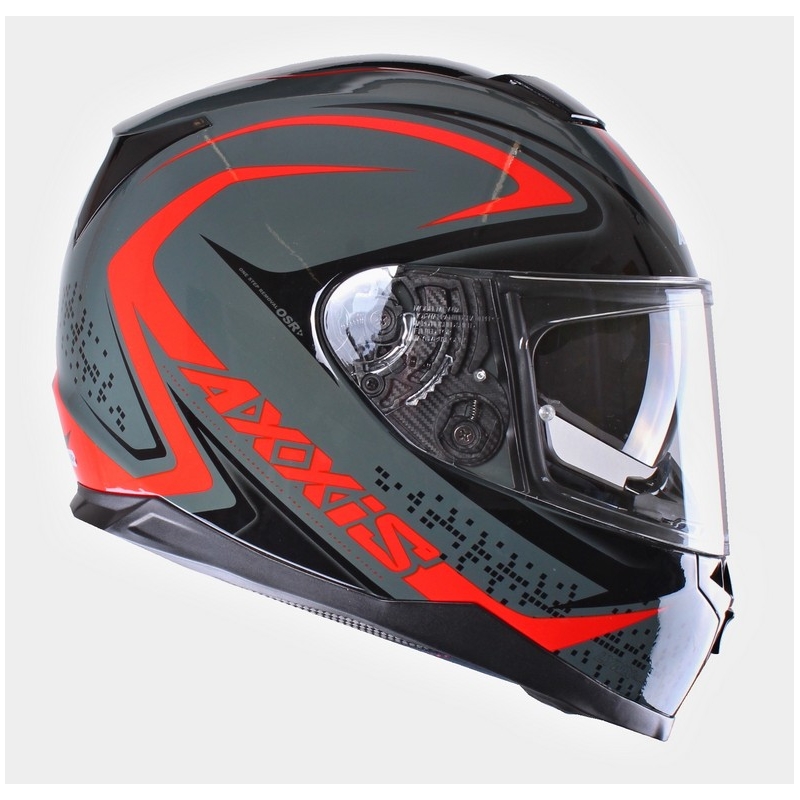 Kask motocyklowy Axxis Alert szaro-czerwony wyprzedaż