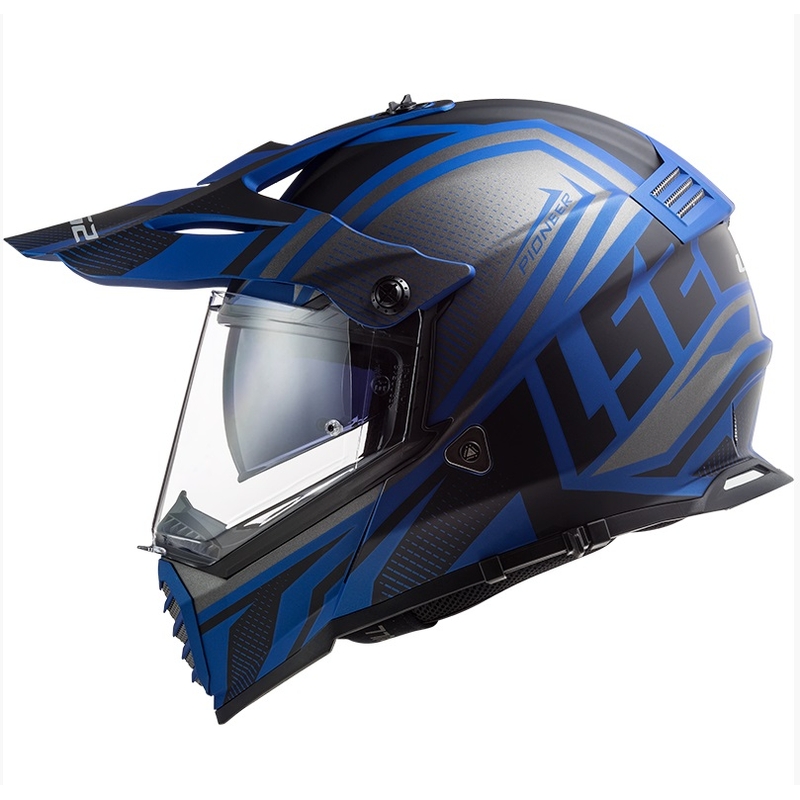 Kask Enduro LS2 MX436 Pioneer EVO Master black-silver-blue