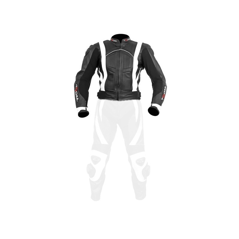 Skórzana kurtka motocyklowa Tschul 787 czarno-biała wyprzedaż