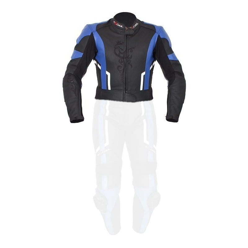 Damska skórzana kurtka motocyklowa Tschul 187 Sandra czarno-niebieska wyprzedaż