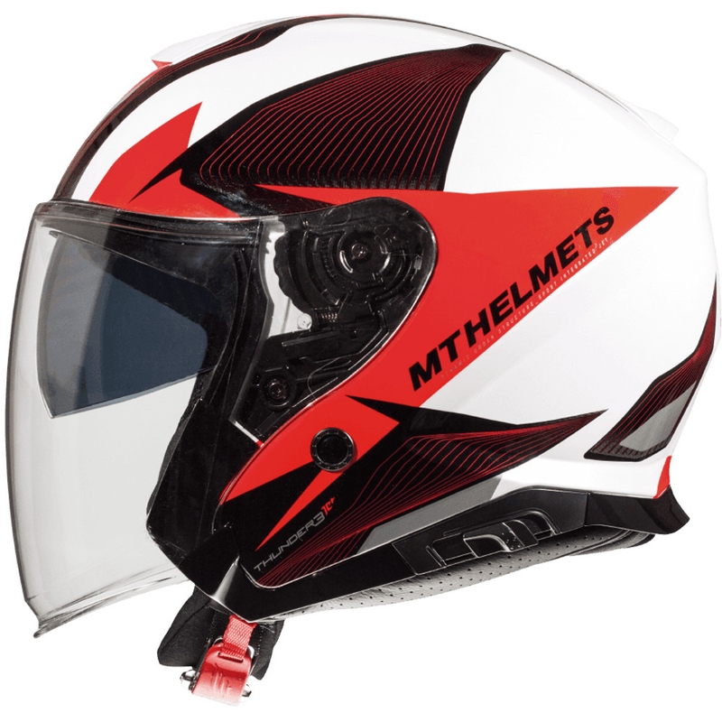Otwarty kask motocyklowy MT Thunder 3 SV Wing czarno-biało-czerwony - II. jakość