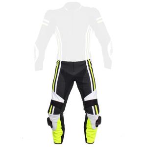 Skórzane spodnie motocyklowe Tschul 555 czarno-biało-fluo żółte wyprzedaż