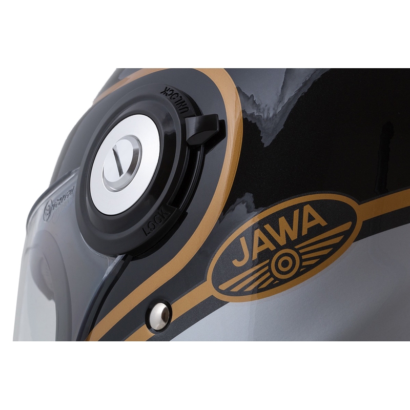 Integralny kask na motocykl Cassida Fibre Jawa Sport czarno-srebrno-złota