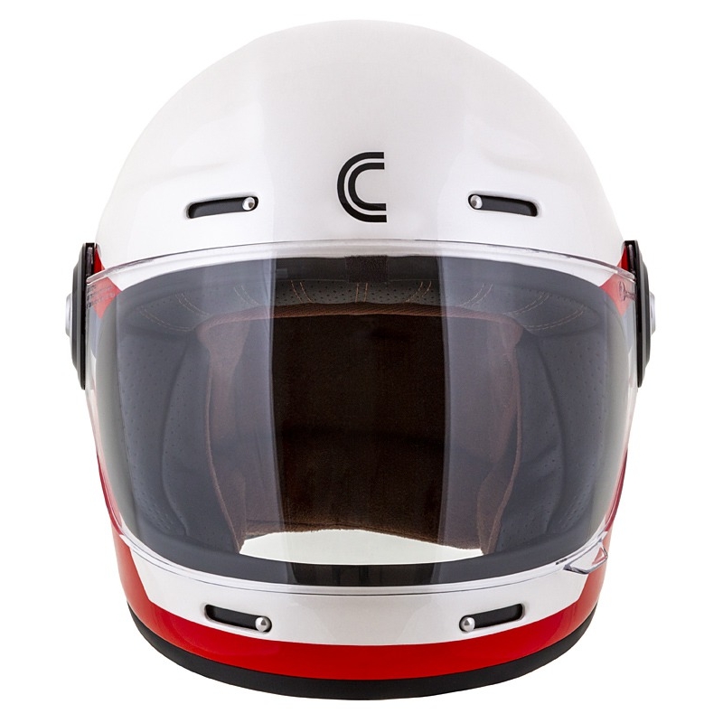 Integralny kask motocyklowy Cassida Fibre OPG, biało-niebiesko-czerwony