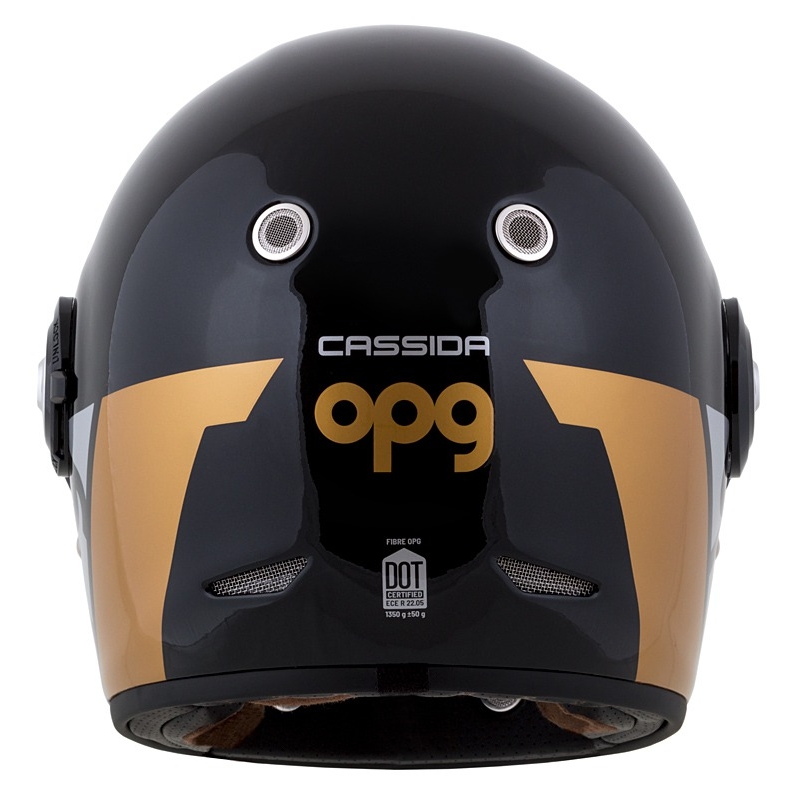 Integralny kask motocyklowy Cassida Fibre OPG czarno-złoto-srebrny wyprzedaż