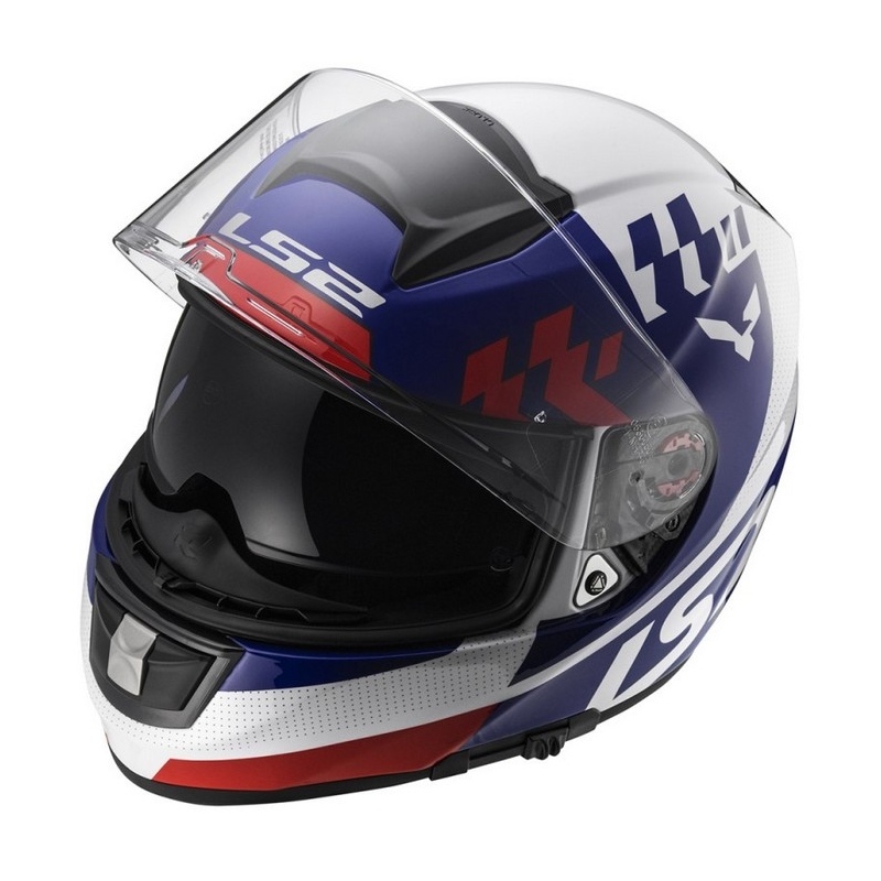 Kask motocyklowy LS2 FF397 Vector Podium biało-czerwono-niebieski