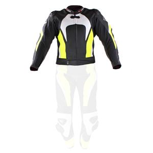 Skórzana kurtka motocyklowa Tschul 575 czarno-fluo żółta wyprzedaż