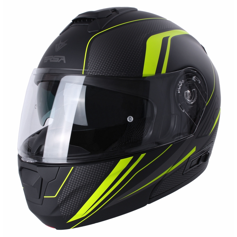 Szczękowy kask motocyklowy RSA Rival czarno-siwo-fluo-żółta